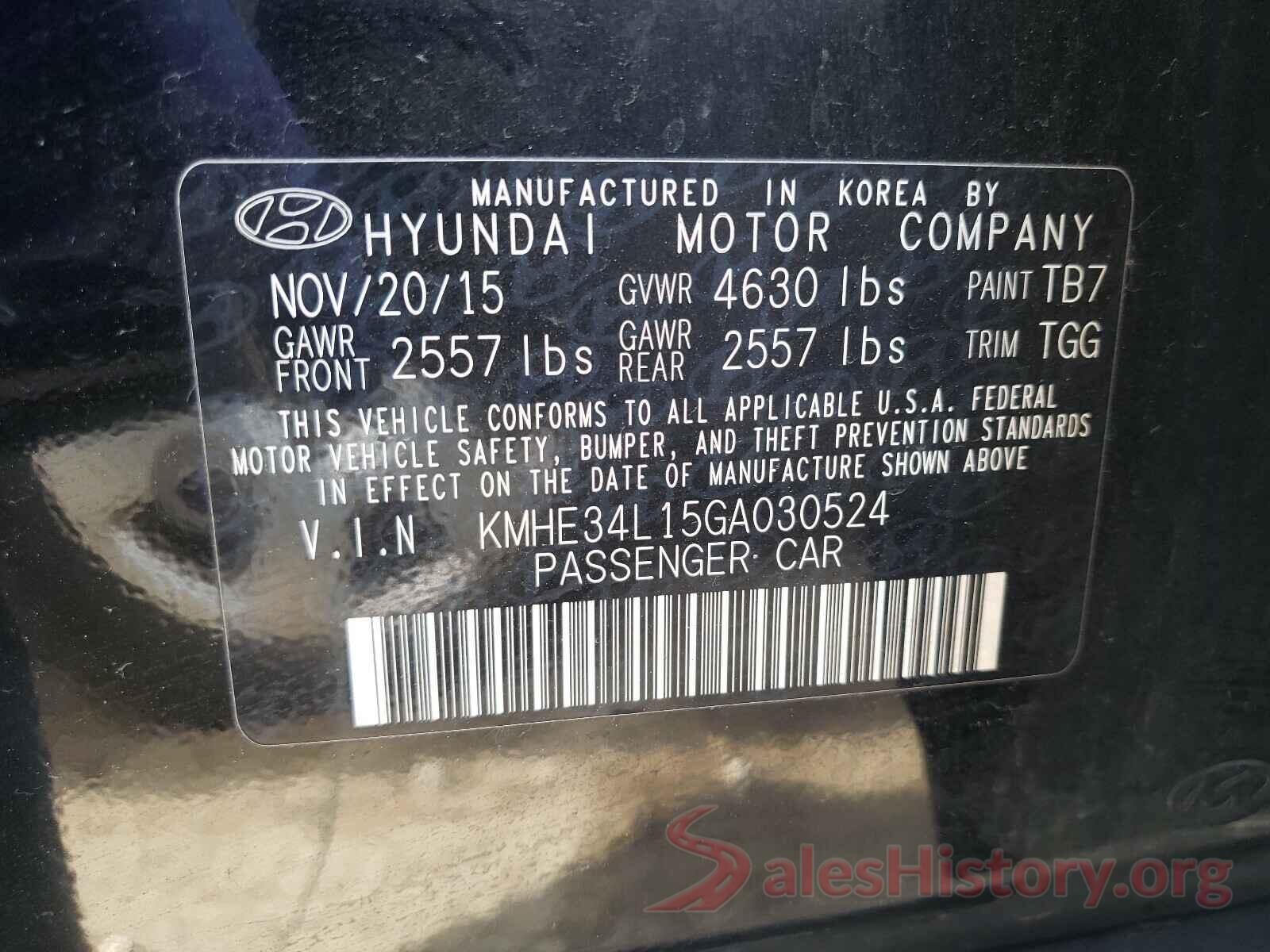 KMHE34L15GA030524 2016 HYUNDAI SONATA