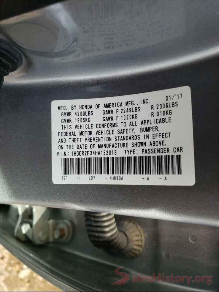 1HGCR2F34HA153018 2017 HONDA ACCORD