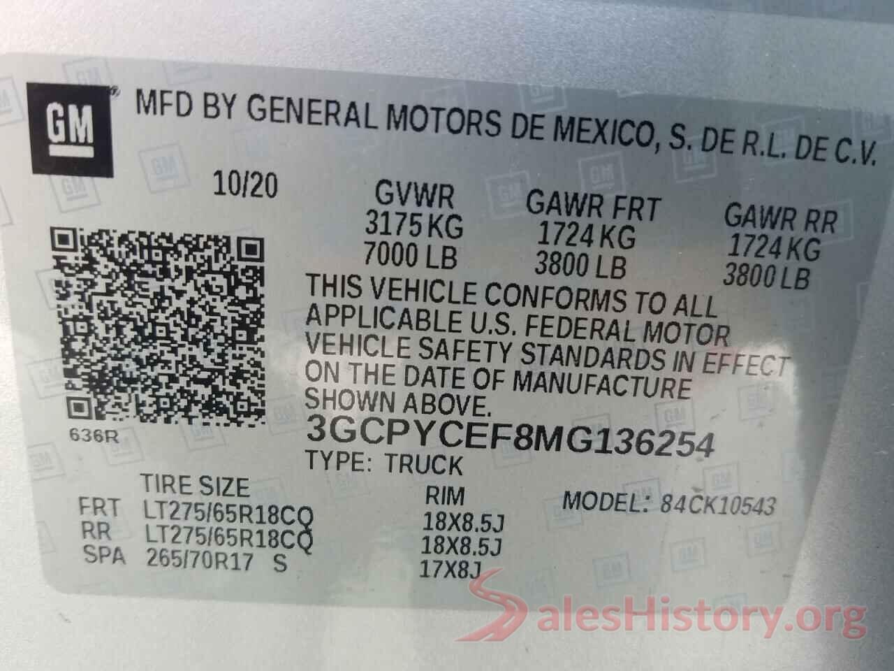 3GCPYCEF8MG136254 2021 CHEVROLET SILVERADO