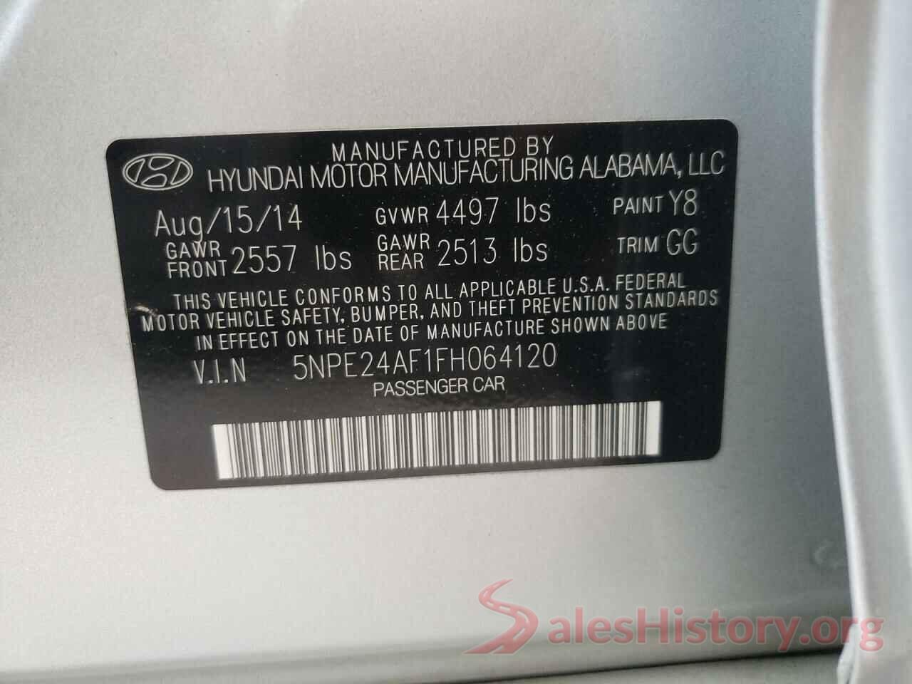 5NPE24AF1FH064120 2015 HYUNDAI SONATA