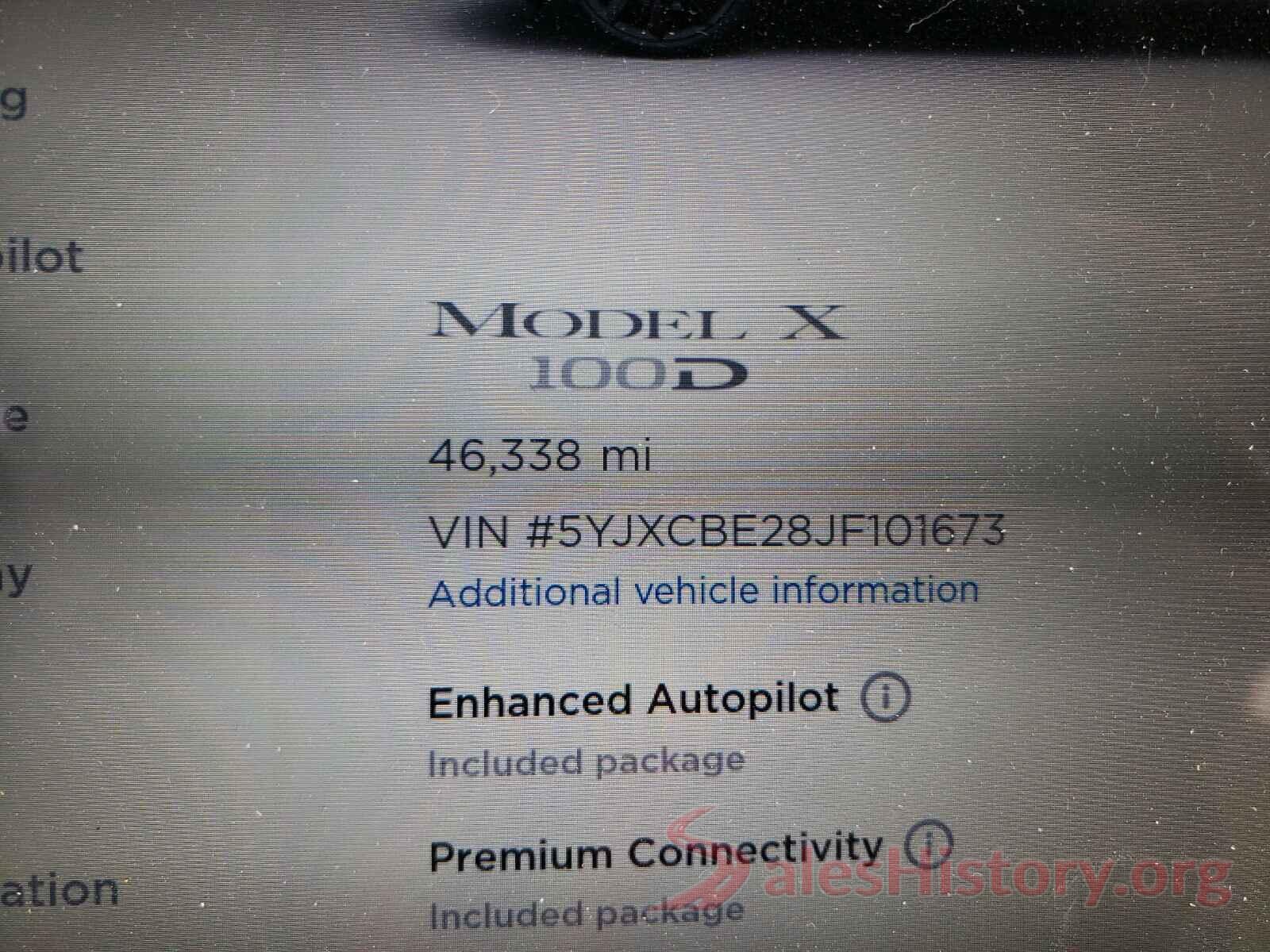 5YJXCBE28JF101673 2018 TESLA MODEL X