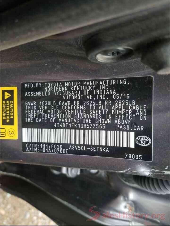 4T4BF1FK1GR577565 2016 TOYOTA CAMRY