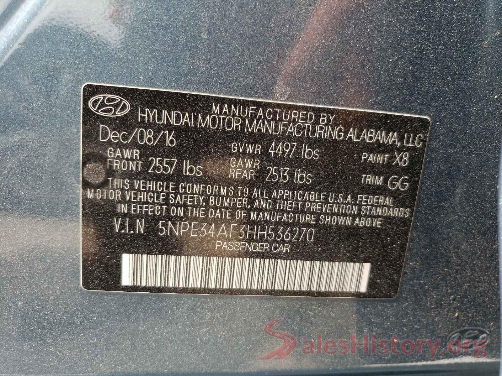 5NPE34AF3HH536270 2017 HYUNDAI SONATA