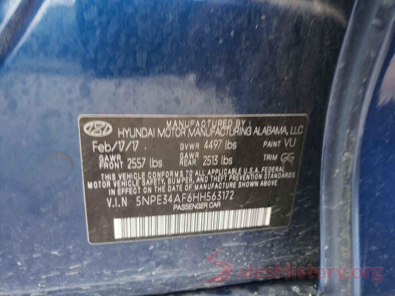 5NPE34AF6HH563172 2017 HYUNDAI SONATA