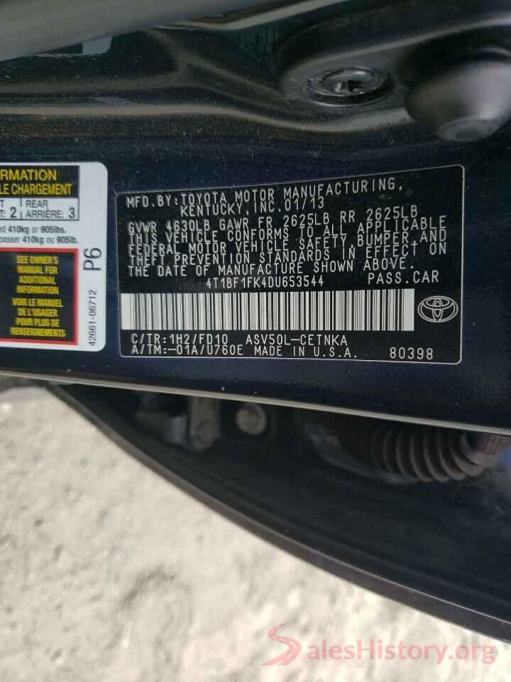 4T1BF1FK4DU653544 2013 TOYOTA CAMRY