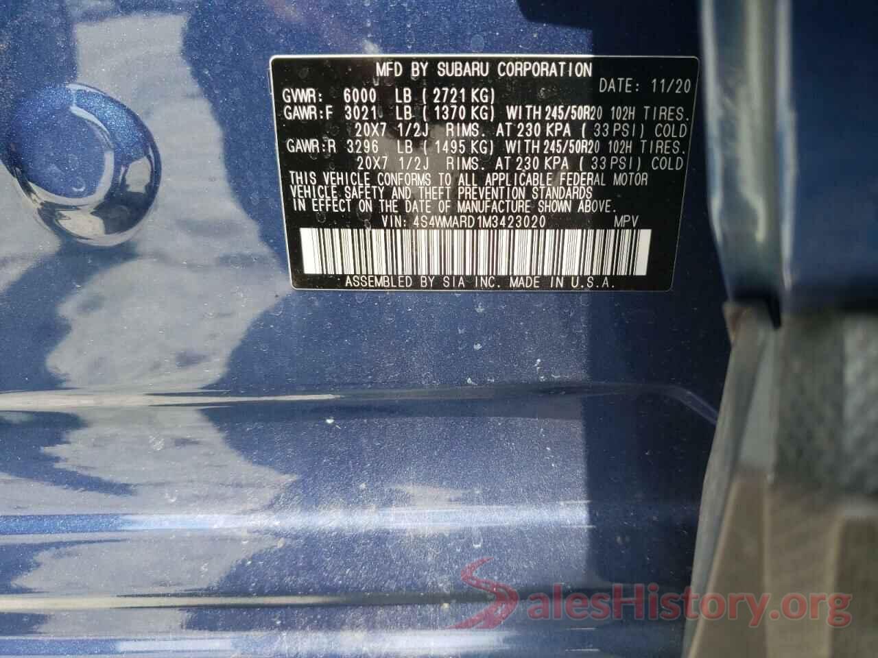 4S4WMARD1M3423020 2021 SUBARU ASCENT