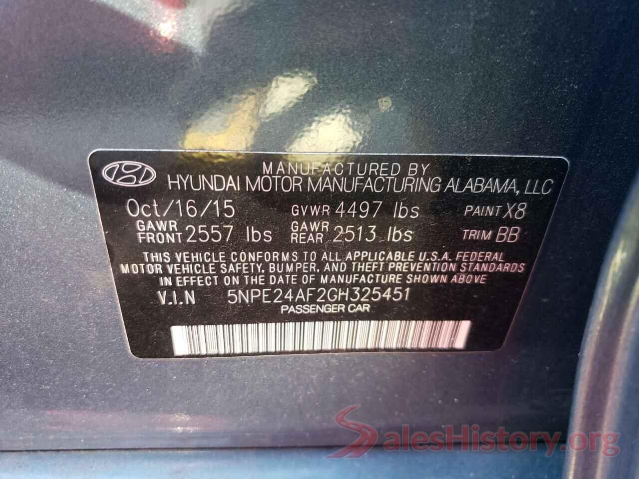 5NPE24AF2GH325451 2016 HYUNDAI SONATA