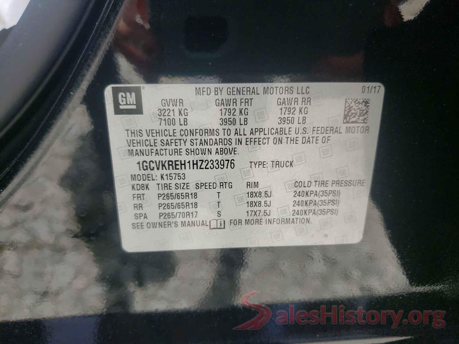 1GCVKREH1HZ233976 2017 CHEVROLET SILVERADO