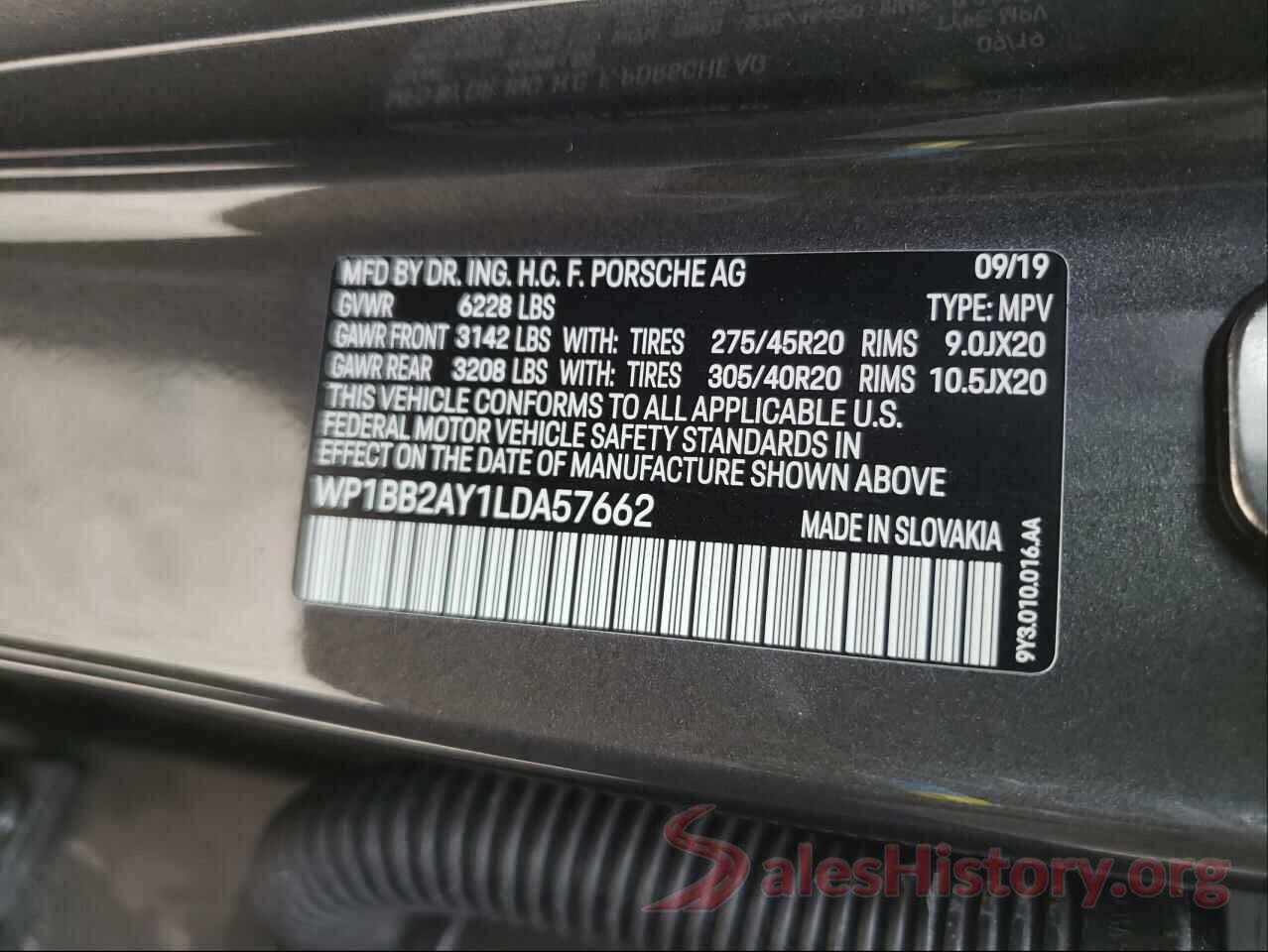 WP1BB2AY1LDA57662 2020 PORSCHE CAYENNE