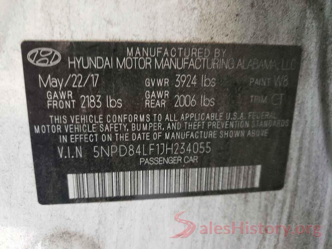 5NPD84LF1JH234055 2018 HYUNDAI ELANTRA