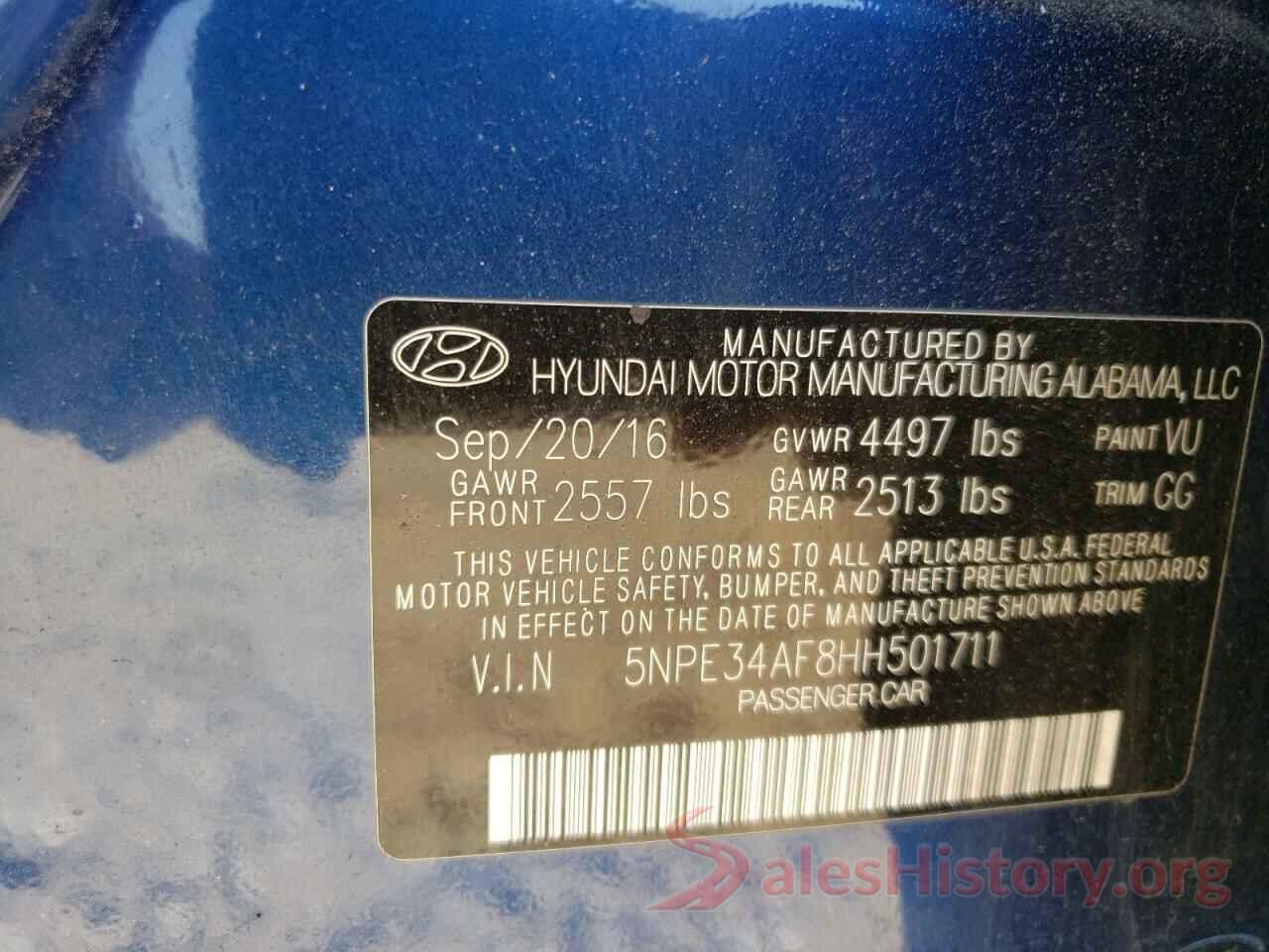 5NPE34AF8HH501711 2017 HYUNDAI SONATA