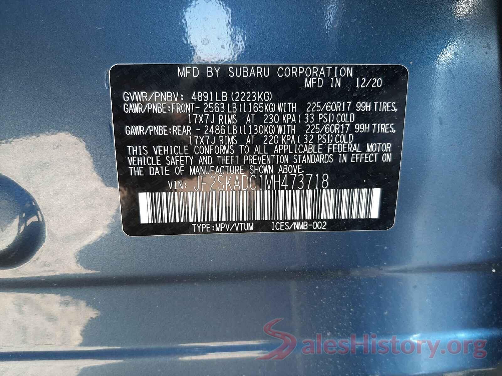 JF2SKADC1MH473718 2021 SUBARU FORESTER