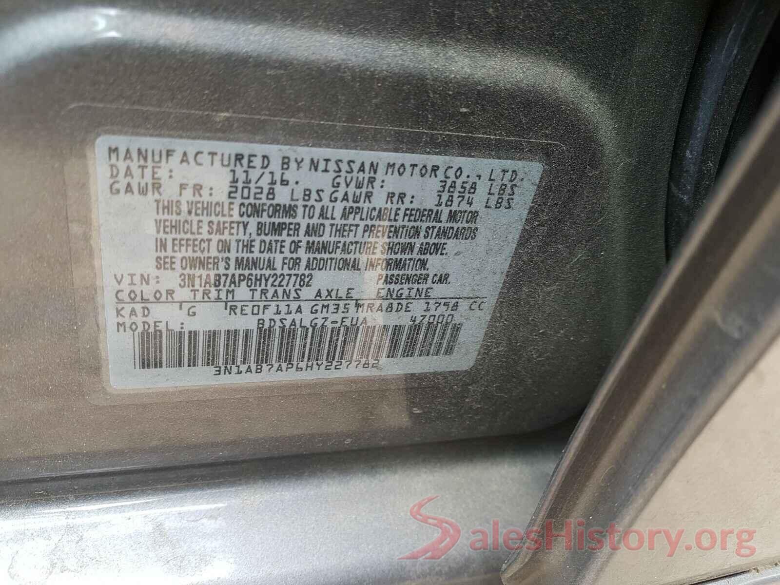 3N1AB7AP6HY227782 2017 NISSAN SENTRA