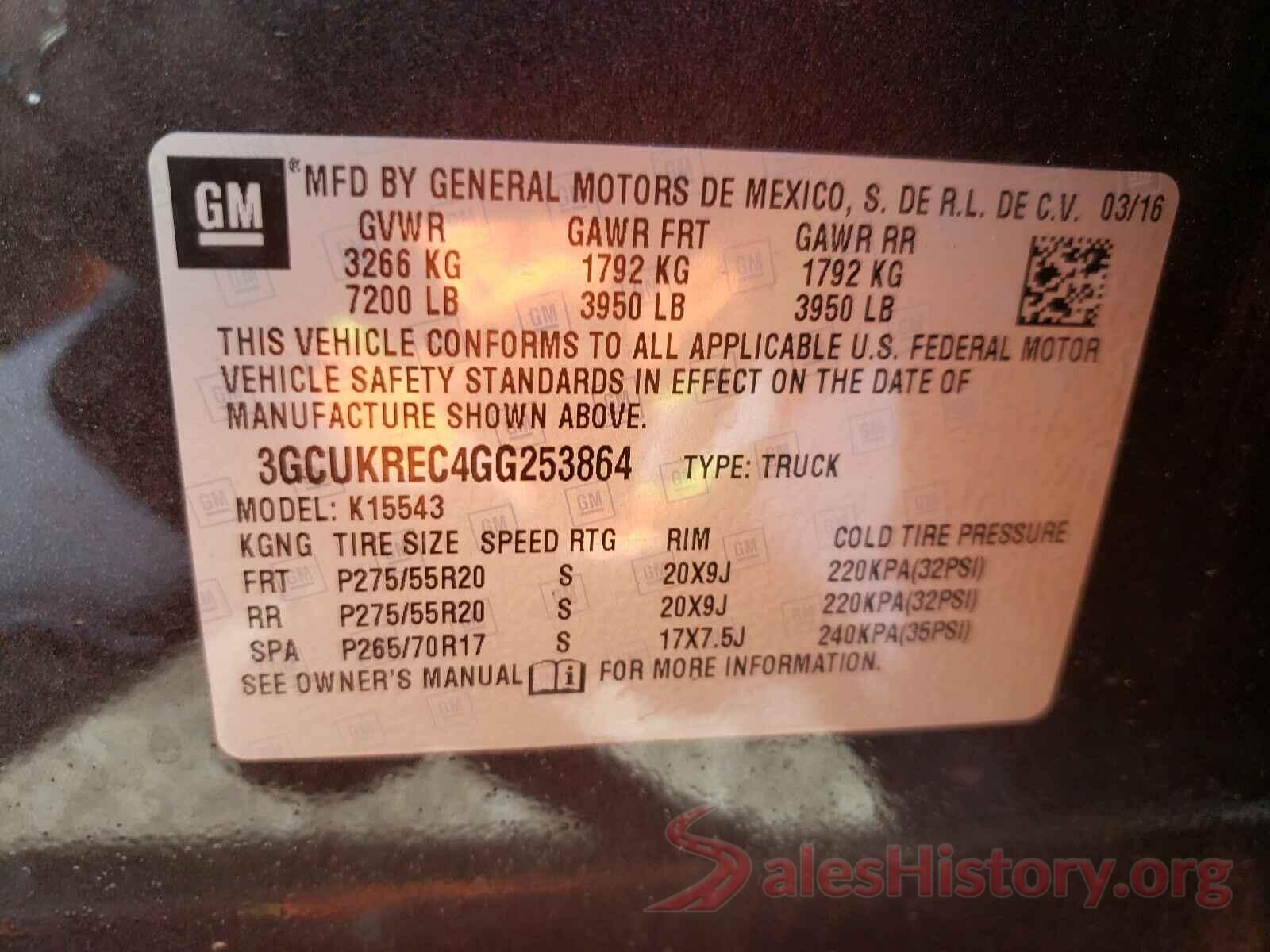 3GCUKREC4GG253864 2016 CHEVROLET SILVERADO