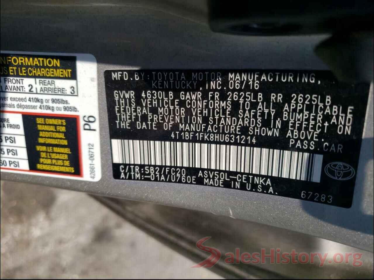 4T1BF1FK8HU631214 2017 TOYOTA CAMRY