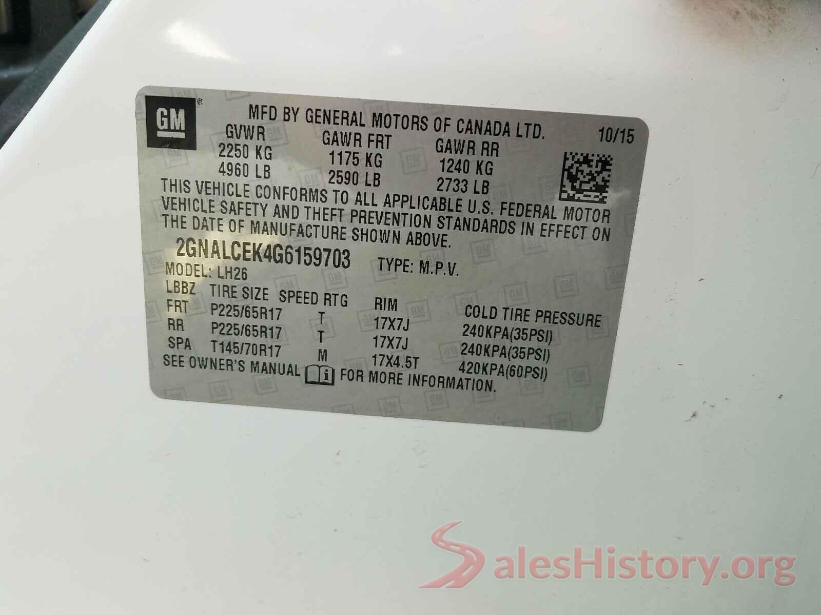 2GNALCEK4G6159703 2016 CHEVROLET EQUINOX