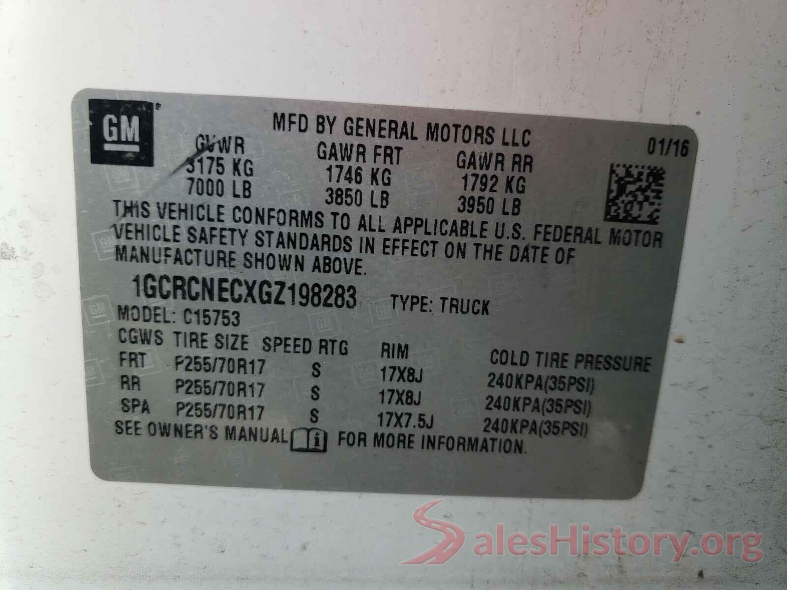 1GCRCNECXGZ198283 2016 CHEVROLET SILVERADO