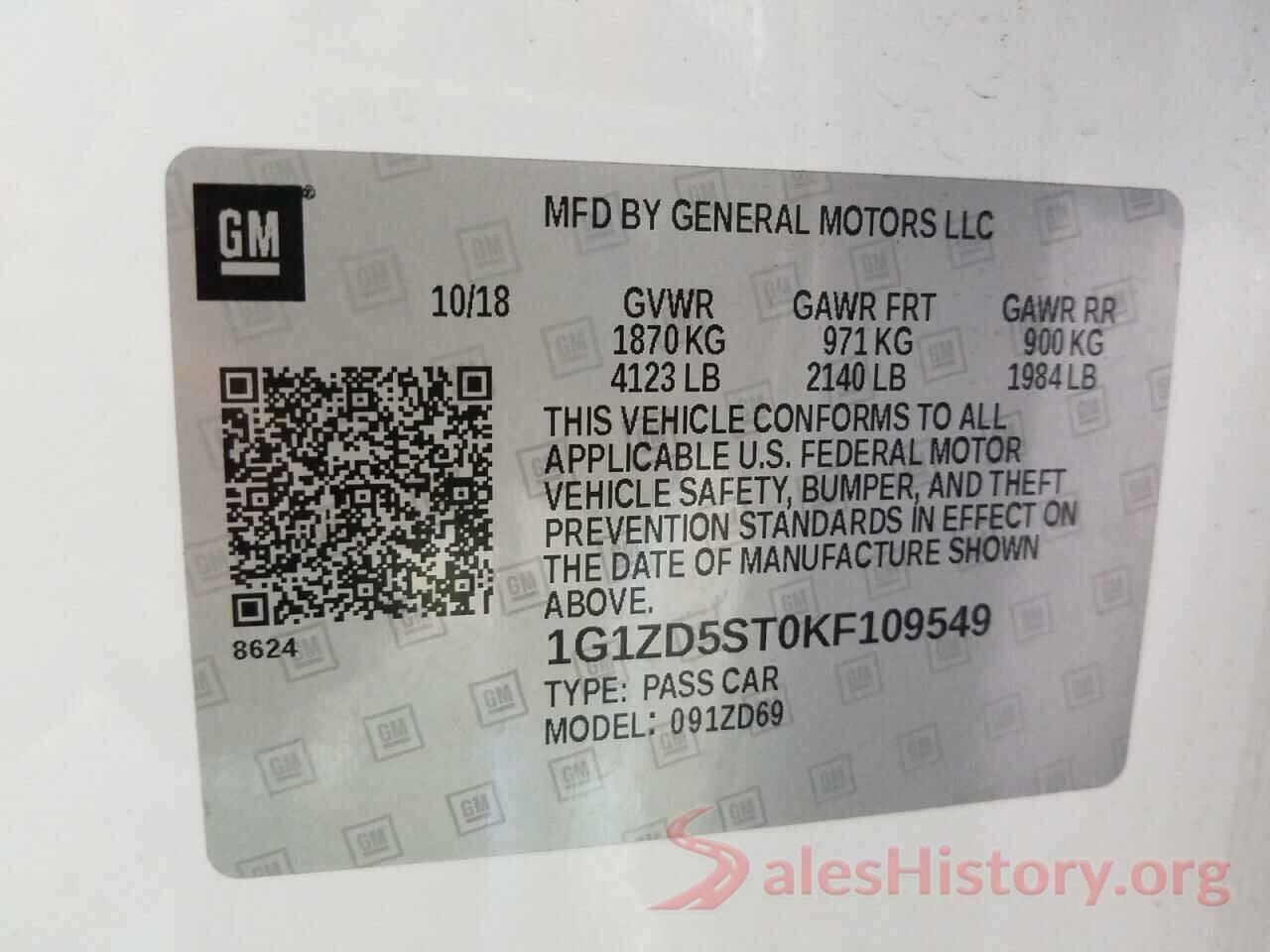 1G1ZD5ST0KF109549 2019 CHEVROLET MALIBU