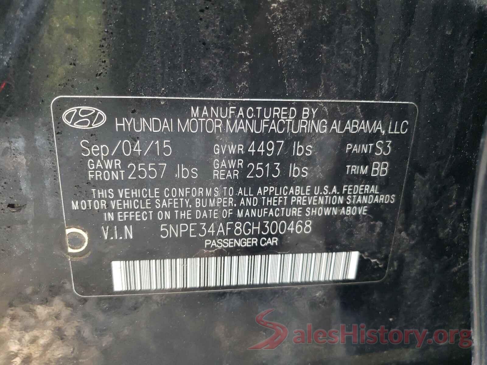 5NPE34AF8GH300468 2016 HYUNDAI SONATA