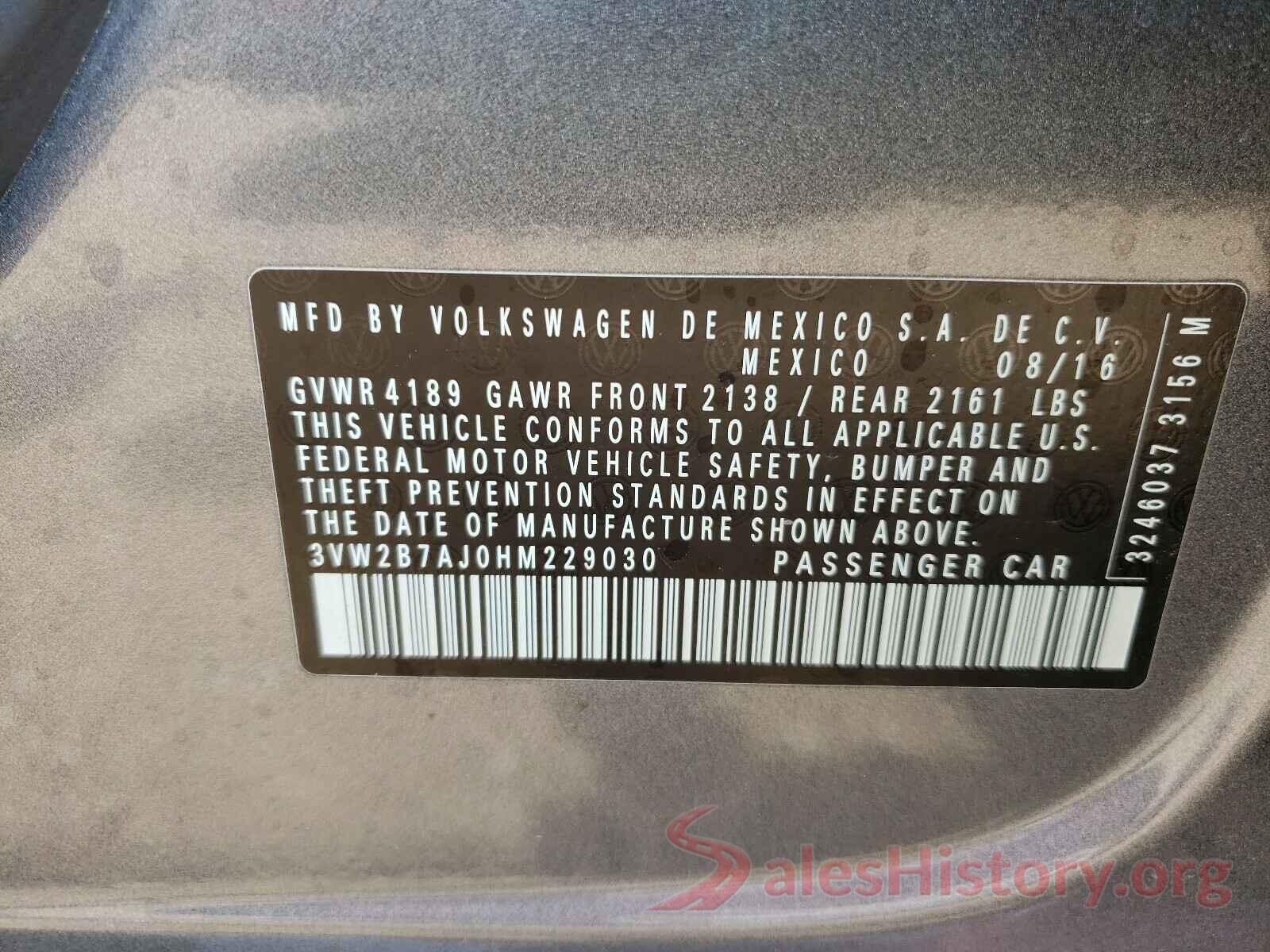 3VW2B7AJ0HM229030 2017 VOLKSWAGEN JETTA