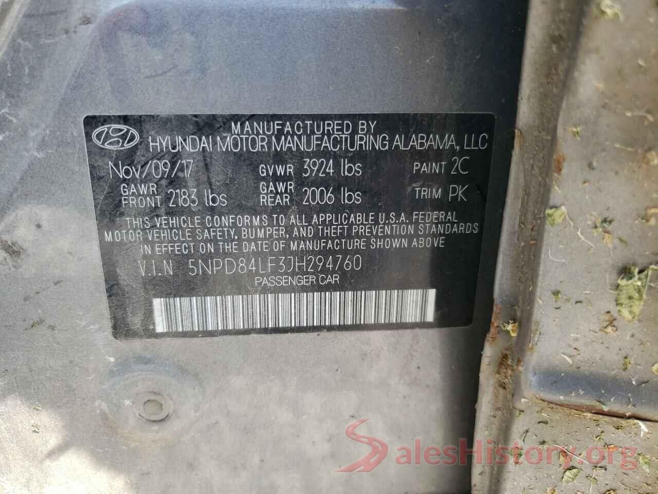 5NPD84LF3JH294760 2018 HYUNDAI ELANTRA