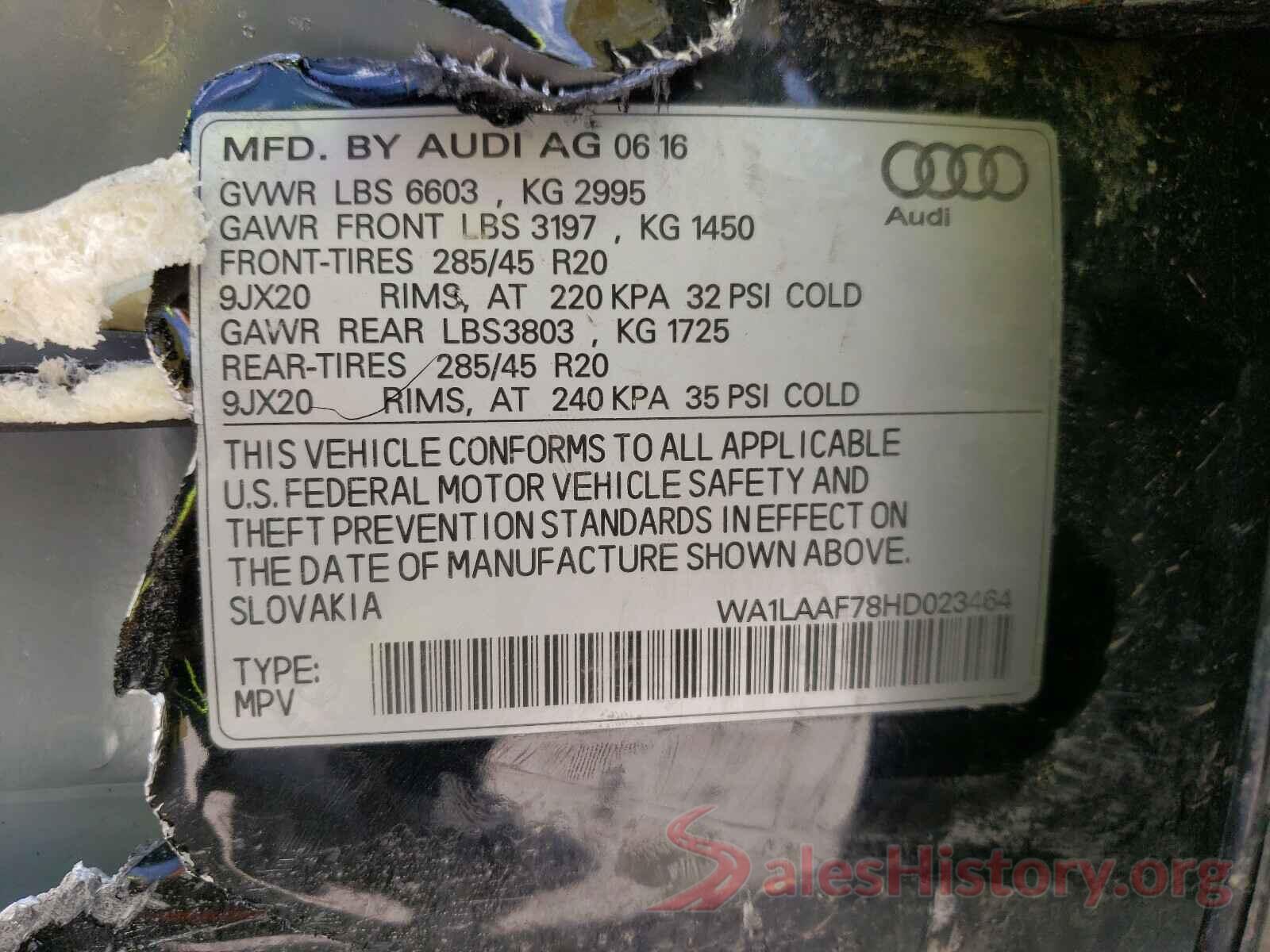 WA1LAAF78HD023464 2017 AUDI Q7