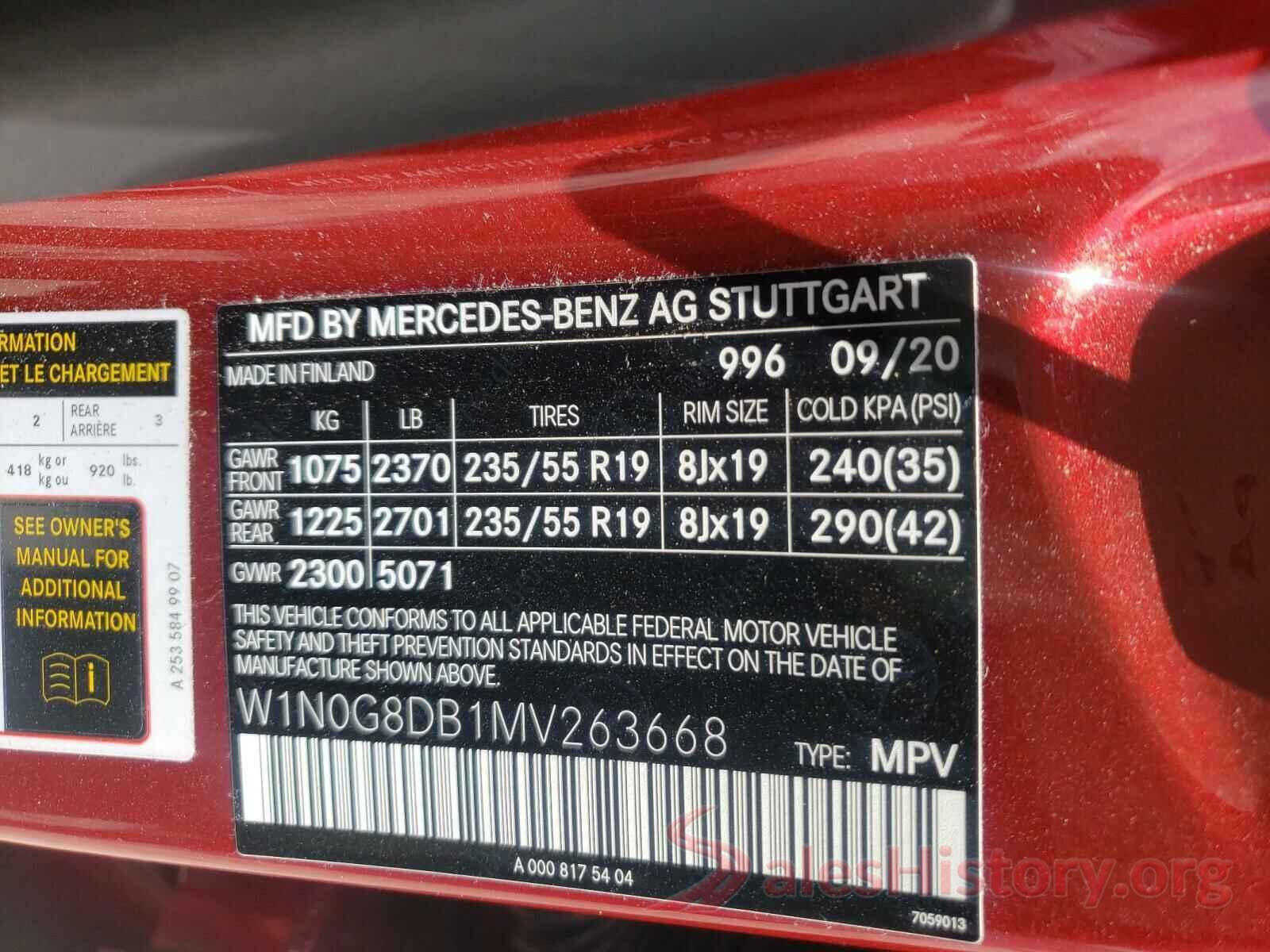 W1N0G8DB1MV263668 2021 MERCEDES-BENZ G CLASS