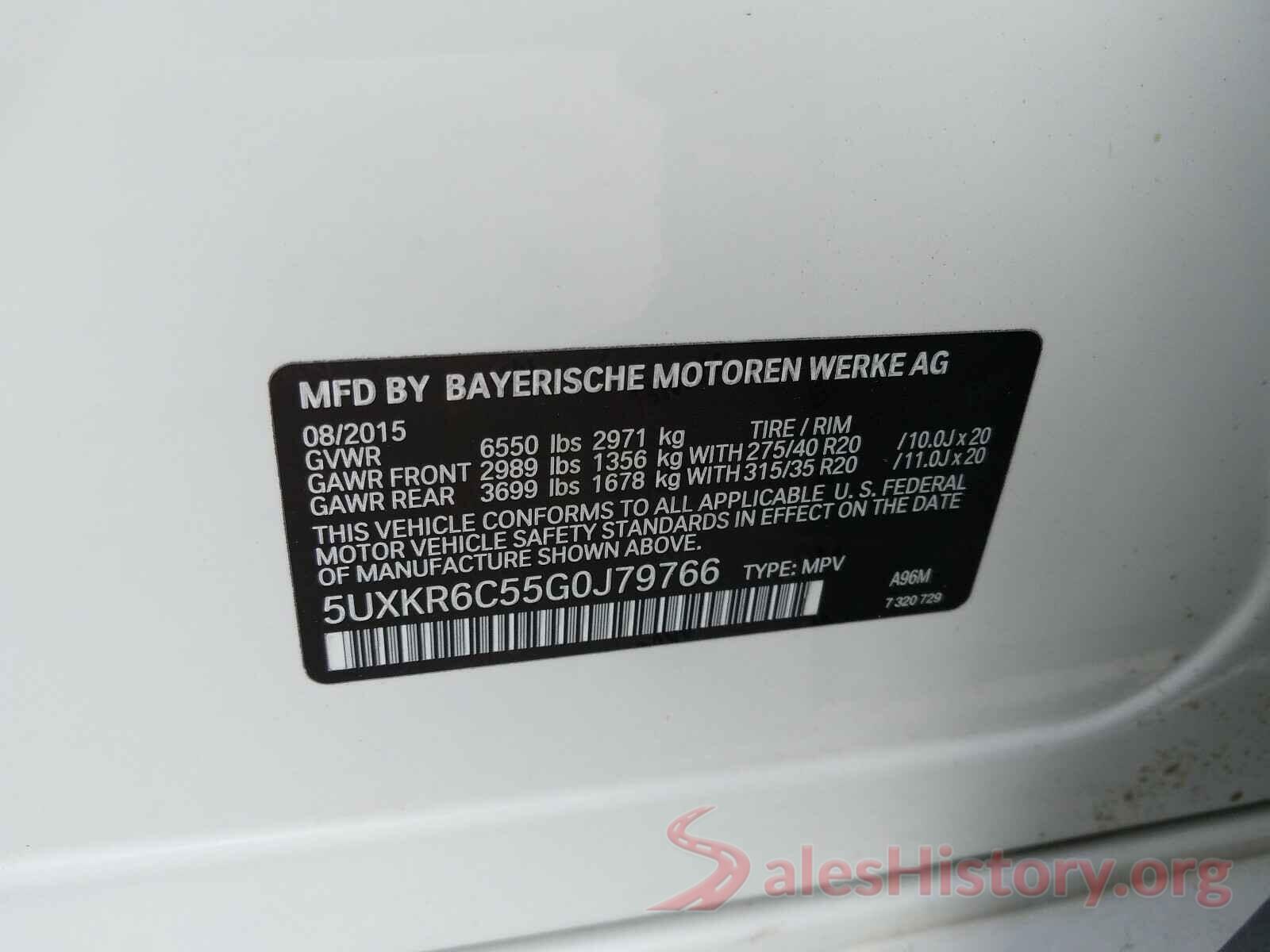 5UXKR6C55G0J79766 2016 BMW X5