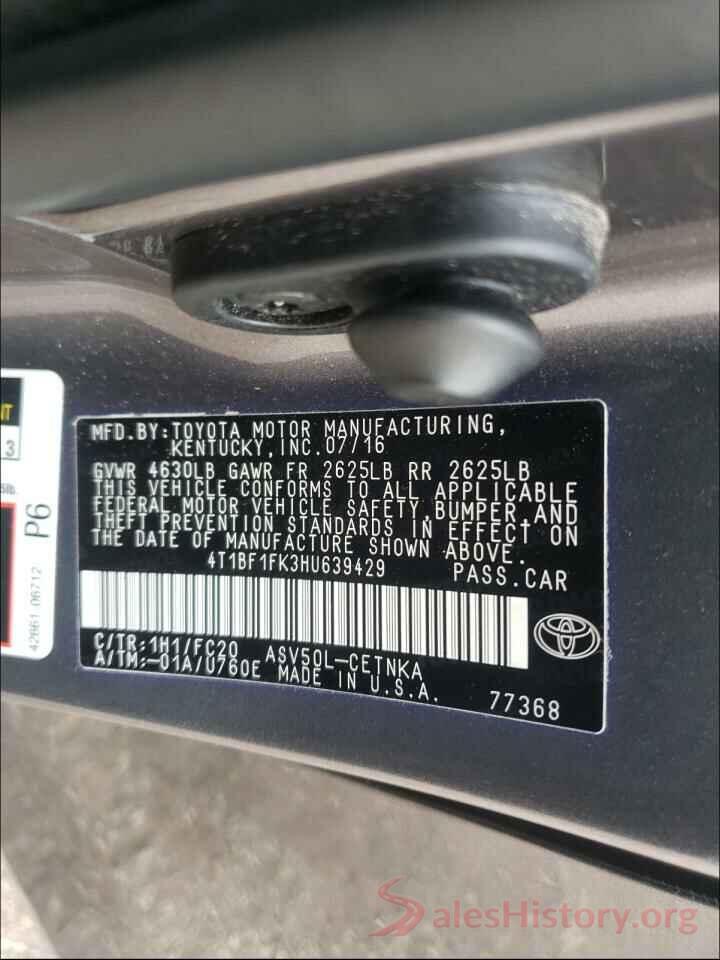 4T1BF1FK3HU639429 2017 TOYOTA CAMRY