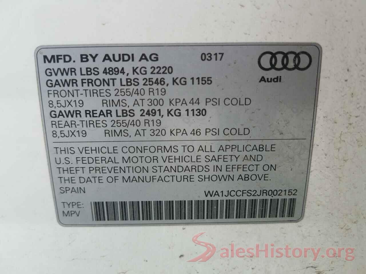 WA1JCCFS2JR002152 2018 AUDI Q3