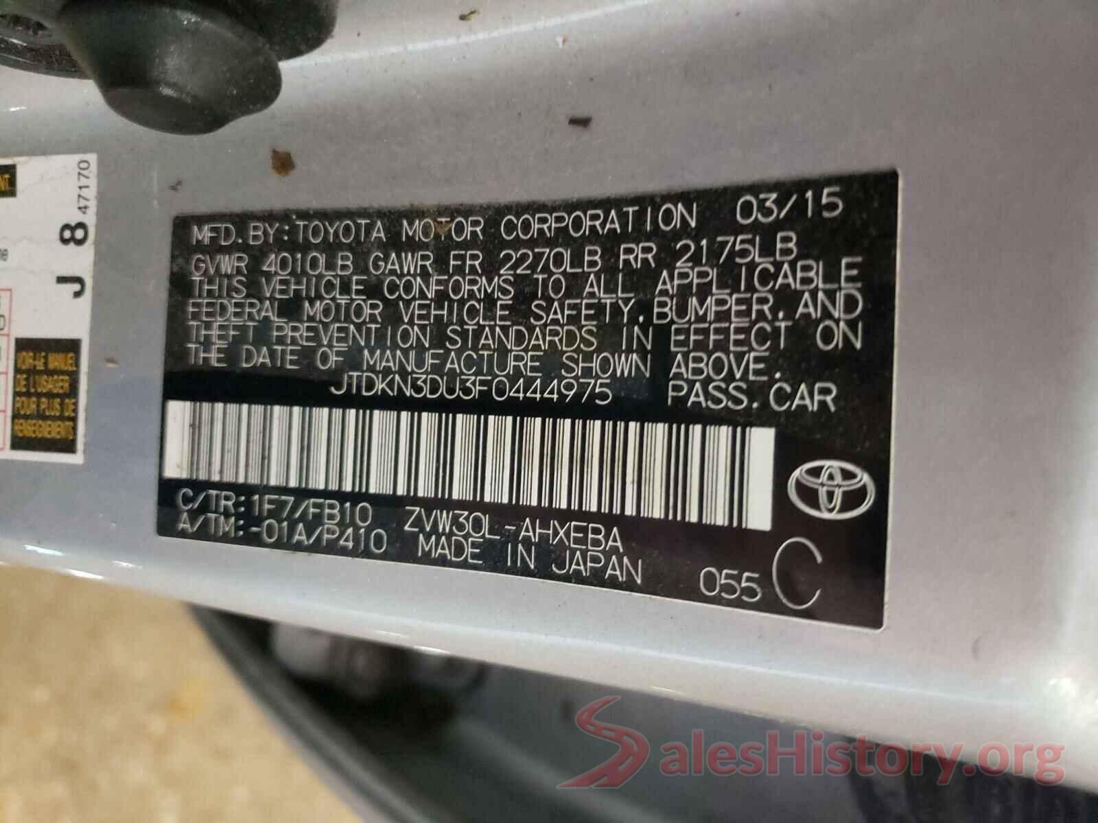 JTDKN3DU3F0444975 2015 TOYOTA PRIUS