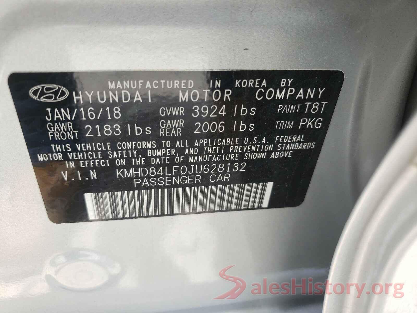 KMHD84LF0JU628132 2018 HYUNDAI ELANTRA