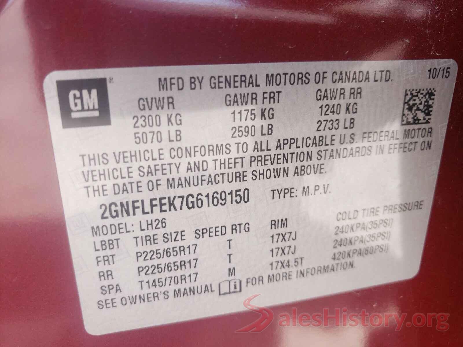 2GNFLFEK7G6169150 2016 CHEVROLET EQUINOX