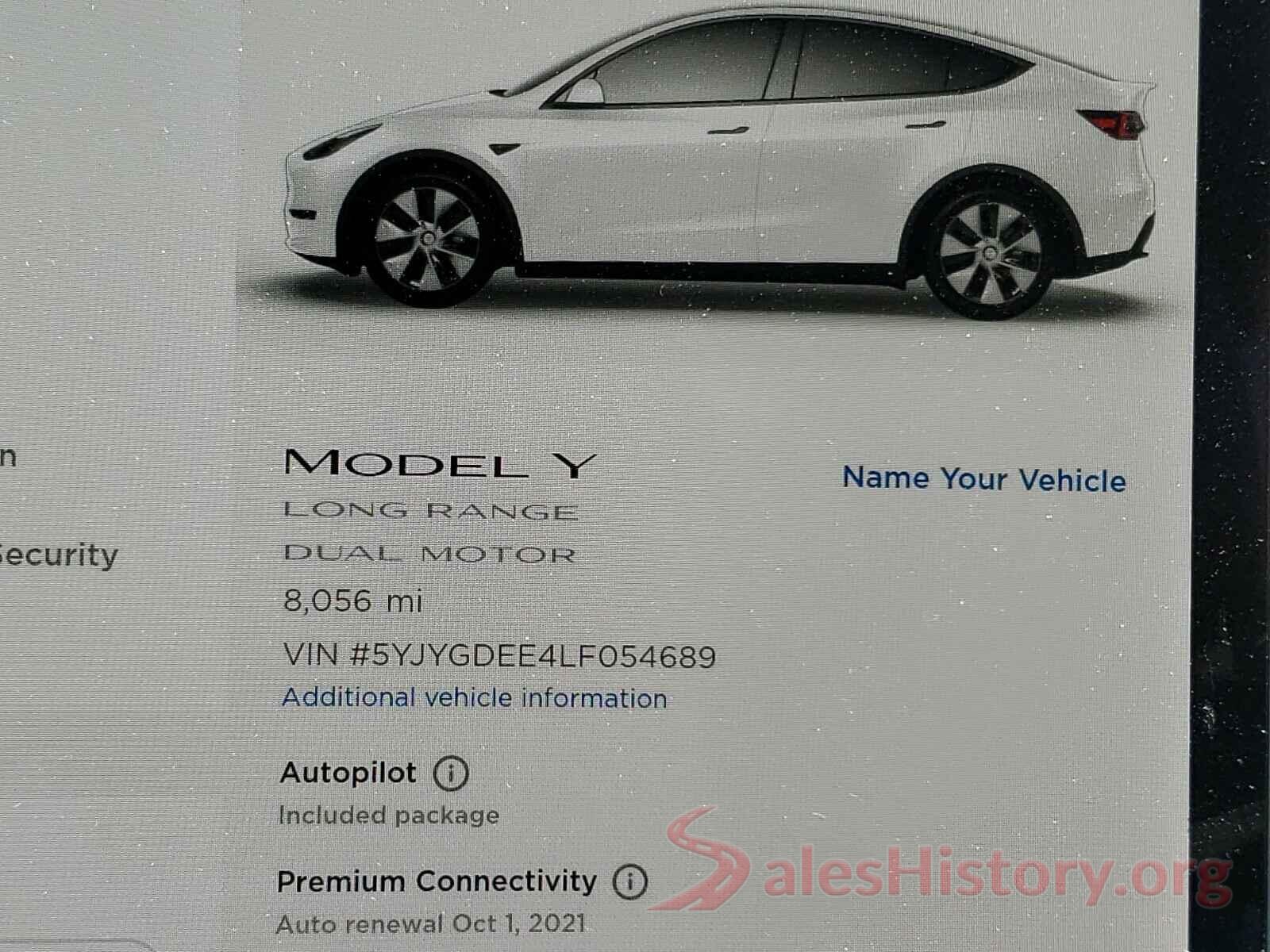 5YJYGDEE4LF054689 2020 TESLA MODEL Y