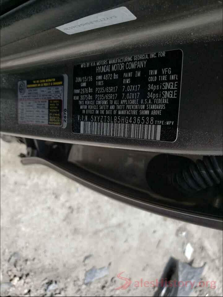 5XYZT3LB5HG436538 2017 HYUNDAI SANTA FE