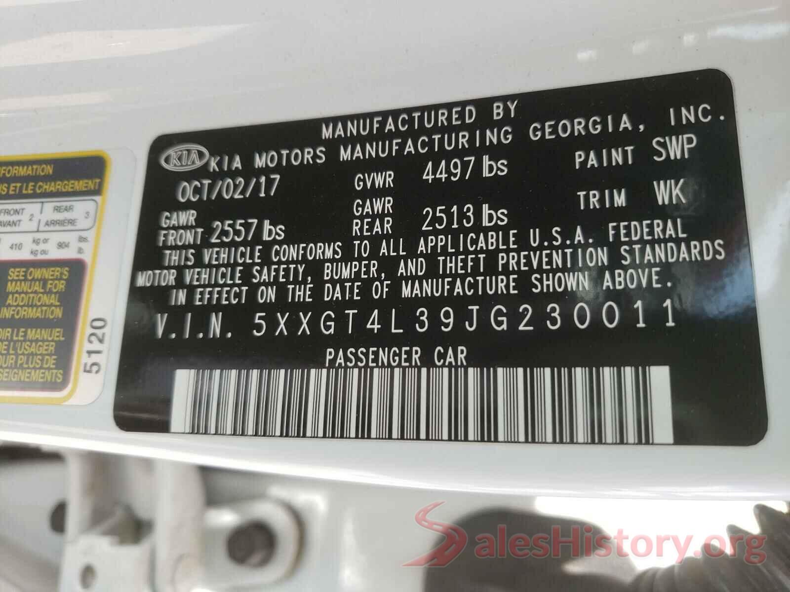 5XXGT4L39JG230011 2018 KIA OPTIMA