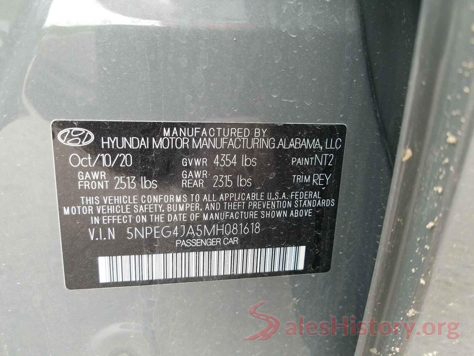 5NPEG4JA5MH081618 2021 HYUNDAI SONATA