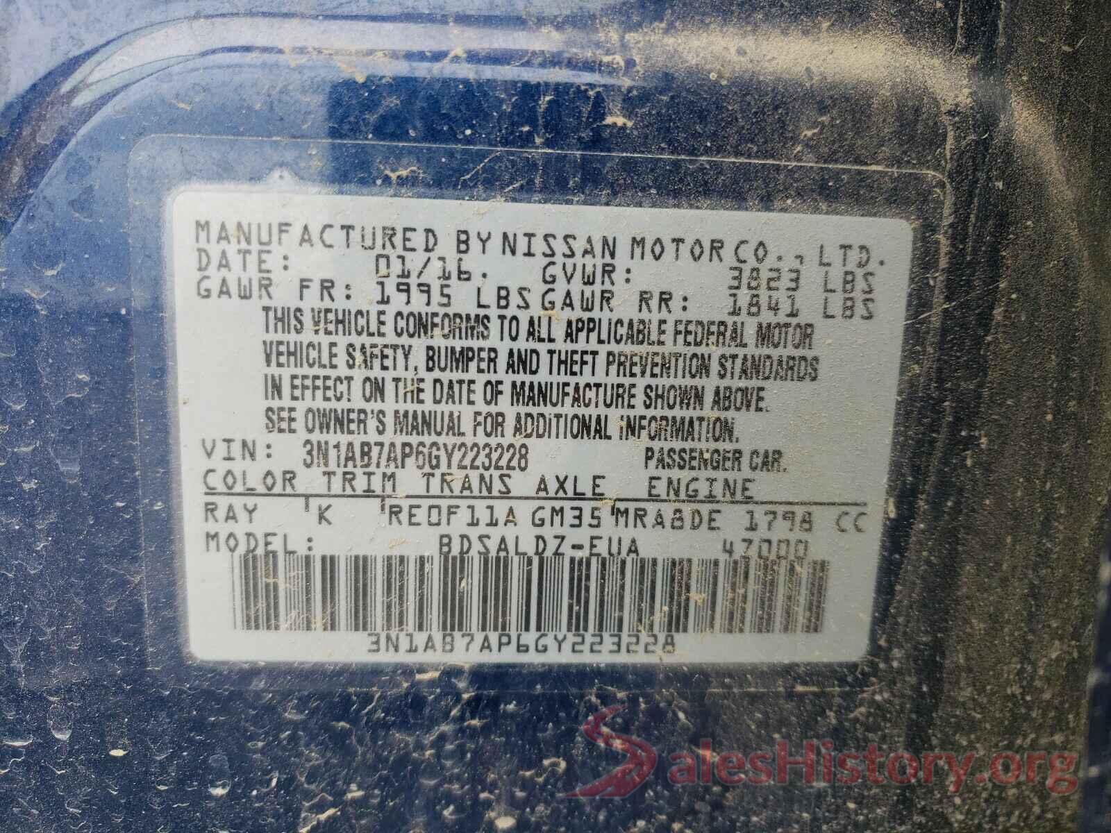 3N1AB7AP6GY223228 2016 NISSAN SENTRA