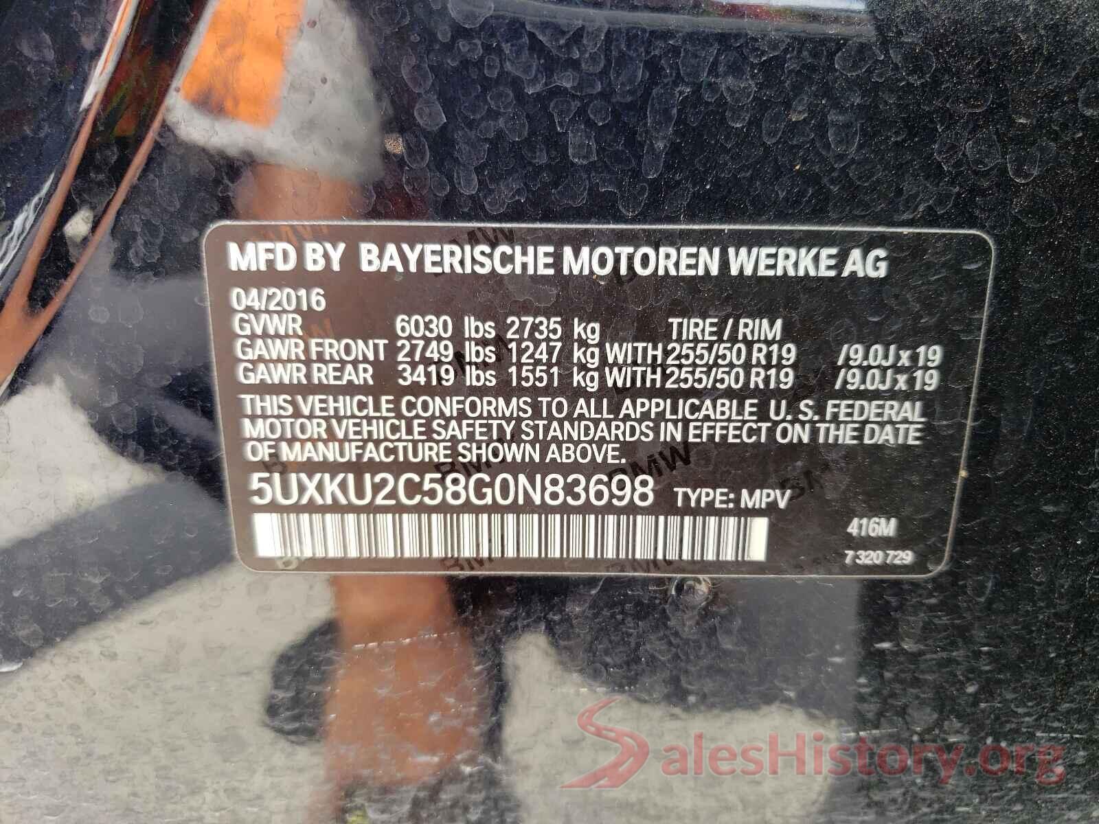 5UXKU2C58G0N83698 2016 BMW X6