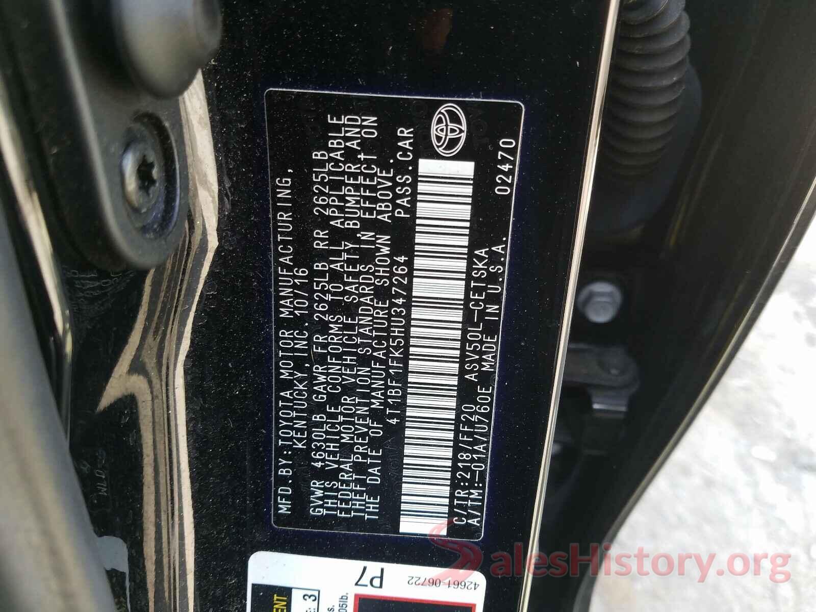 4T1BF1FK5HU347264 2017 TOYOTA CAMRY