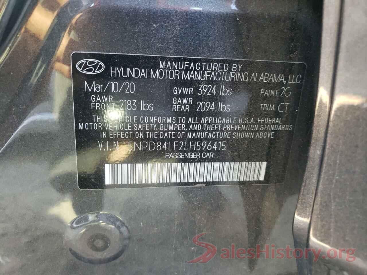 5NPD84LF2LH596415 2020 HYUNDAI ELANTRA