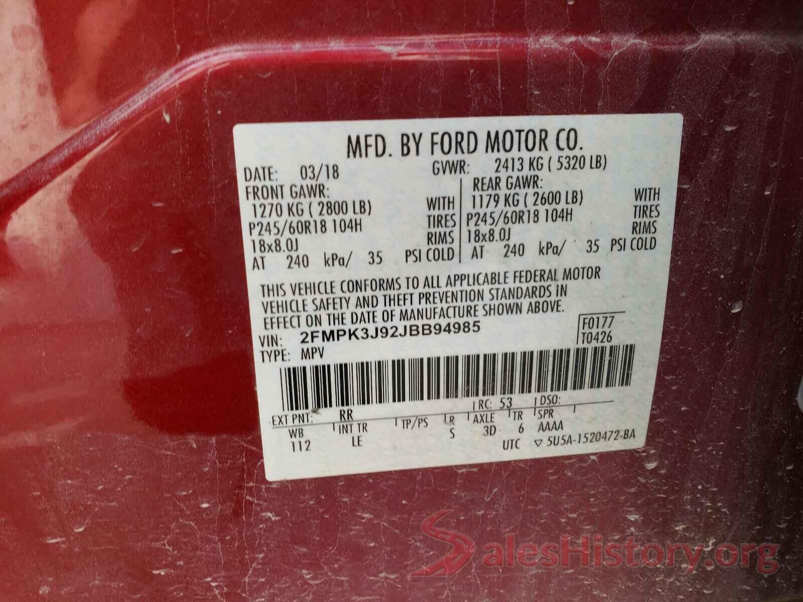 2FMPK3J92JBB94985 2018 FORD EDGE