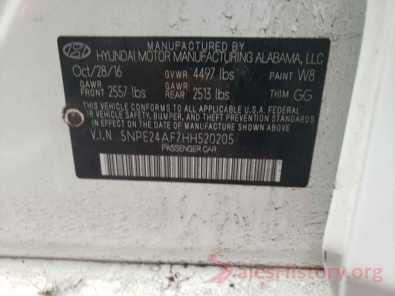 5NPE24AF7HH520205 2017 HYUNDAI SONATA