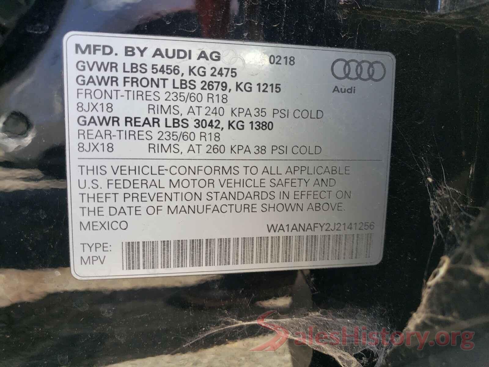 WA1ANAFY2J2141256 2018 AUDI Q5