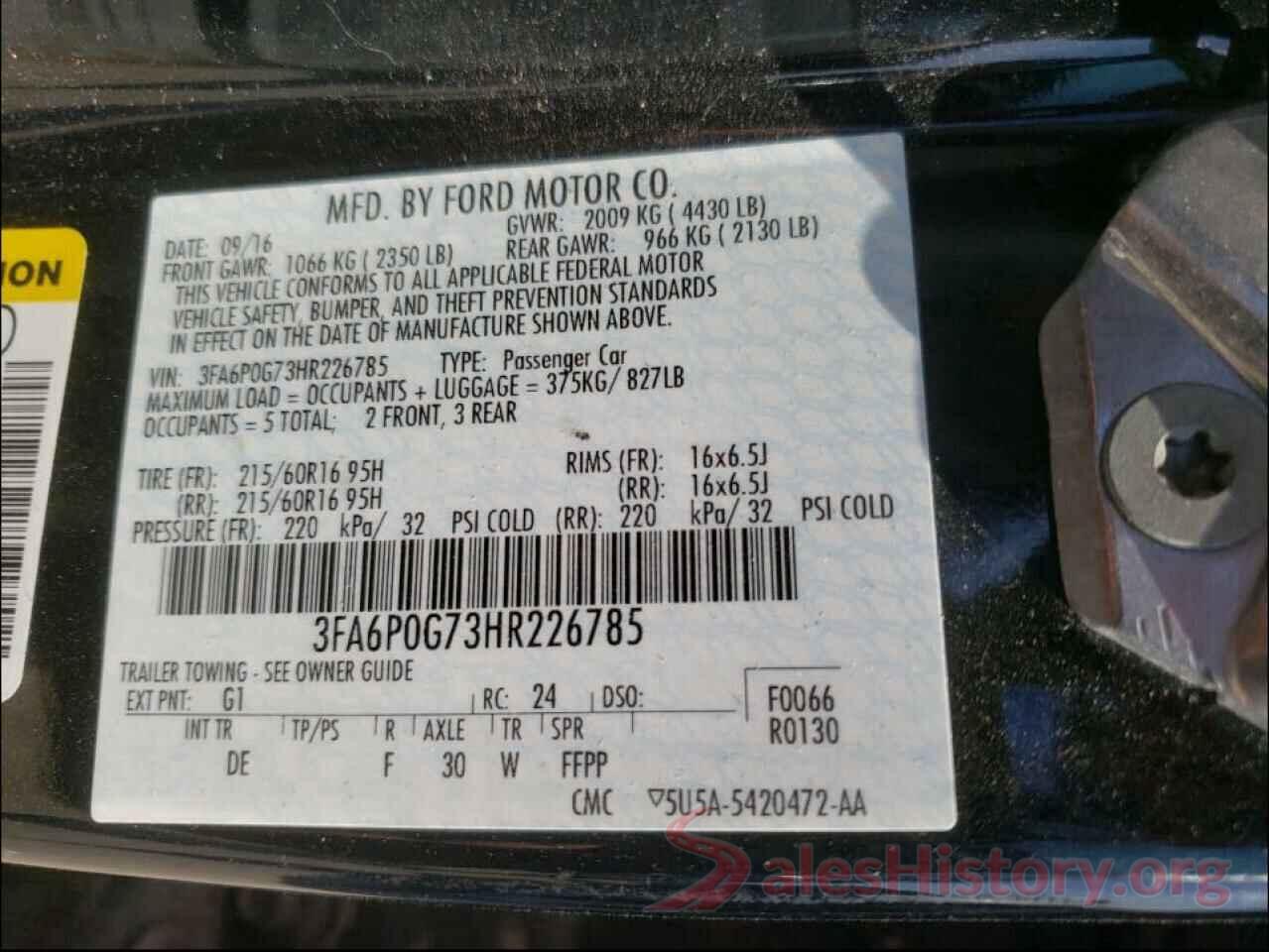 3FA6P0G73HR226785 2017 FORD FUSION