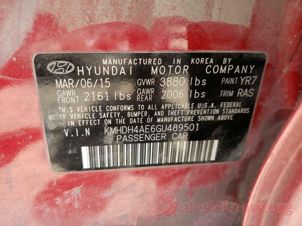 KMHDH4AE6GU489501 2016 HYUNDAI ELANTRA