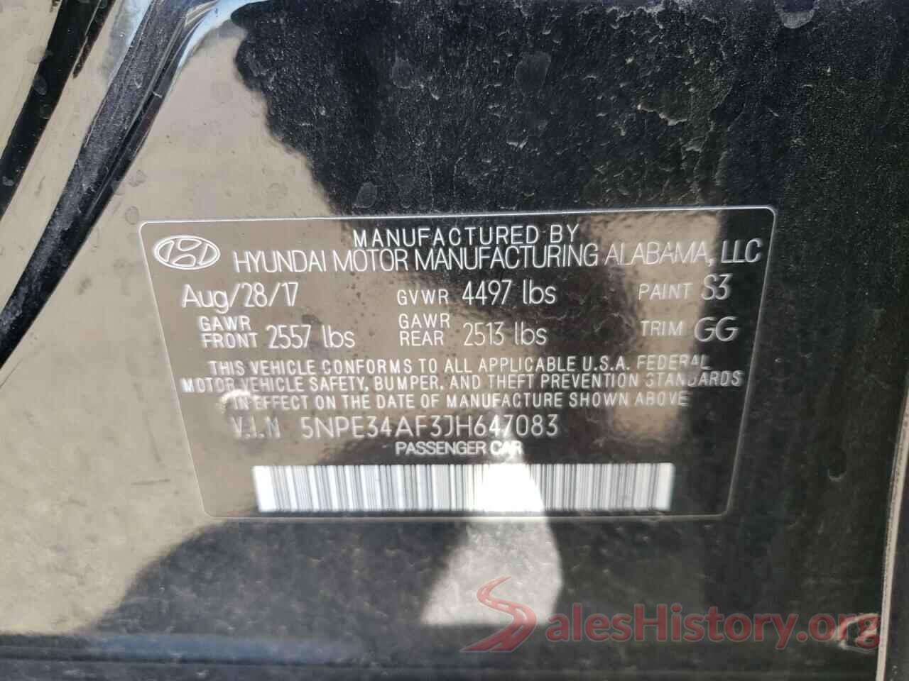 5NPE34AF3JH647083 2018 HYUNDAI SONATA