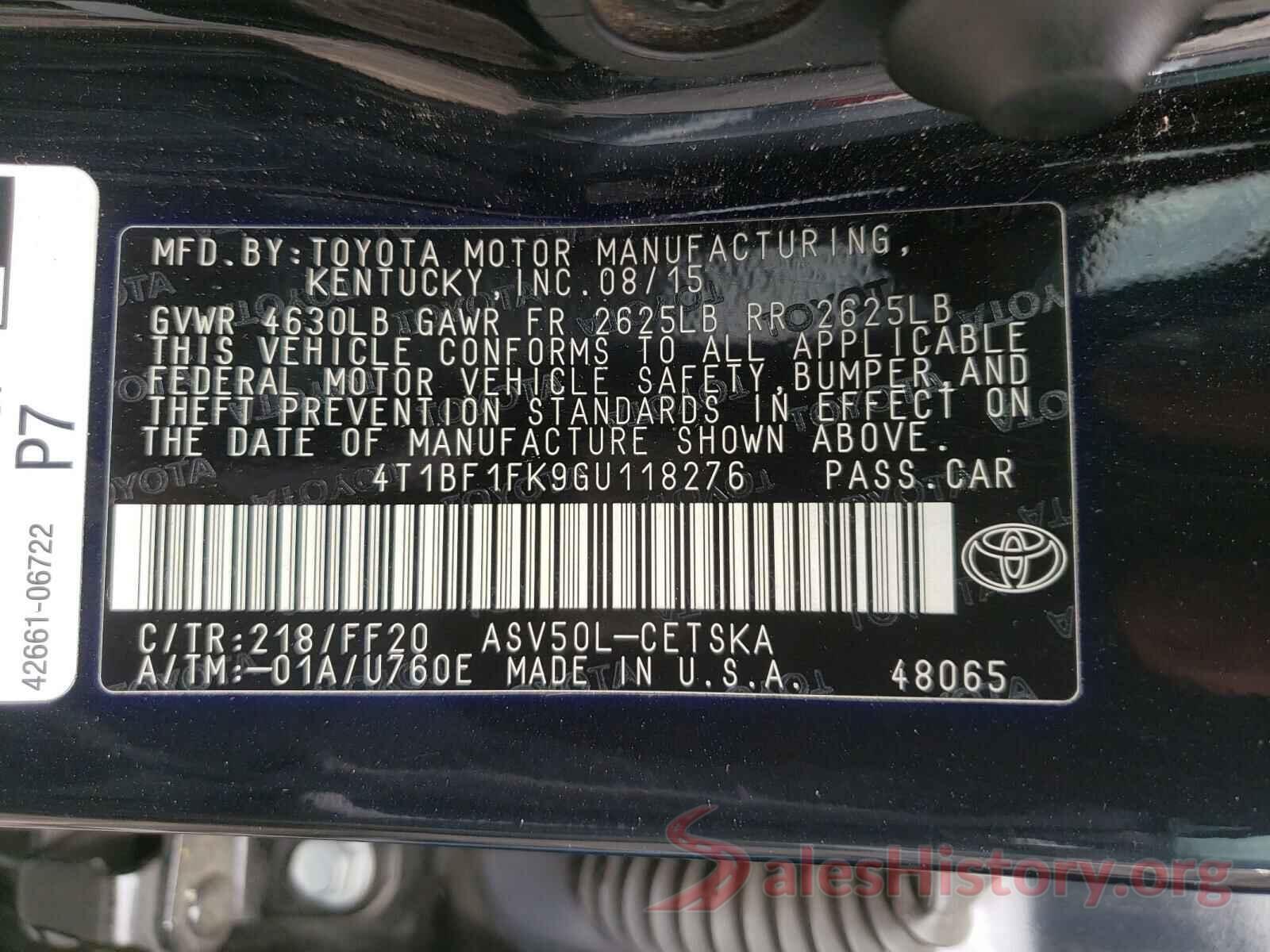 4T1BF1FK9GU118276 2016 TOYOTA CAMRY