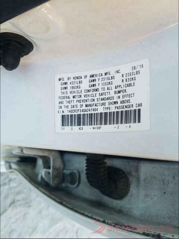 1HGCR2F54GA247464 2016 HONDA ACCORD