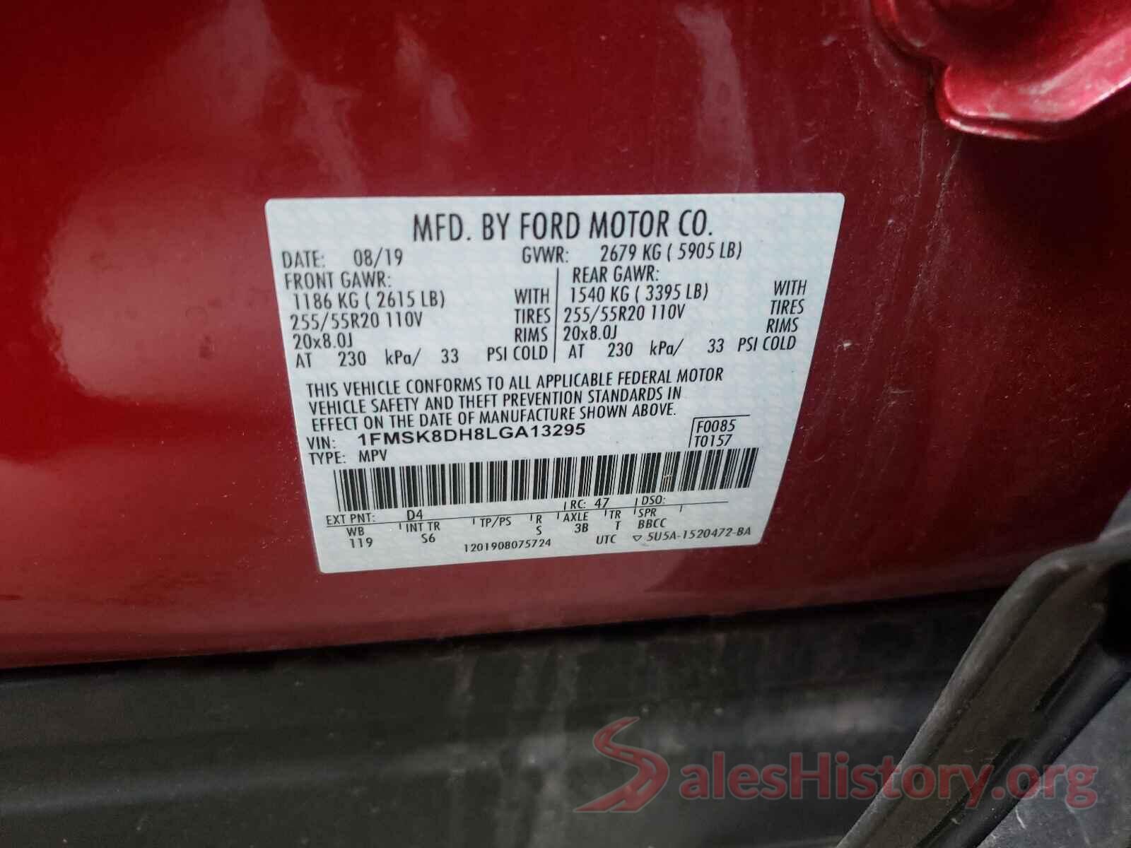 1FMSK8DH8LGA13295 2020 FORD EXPLORER